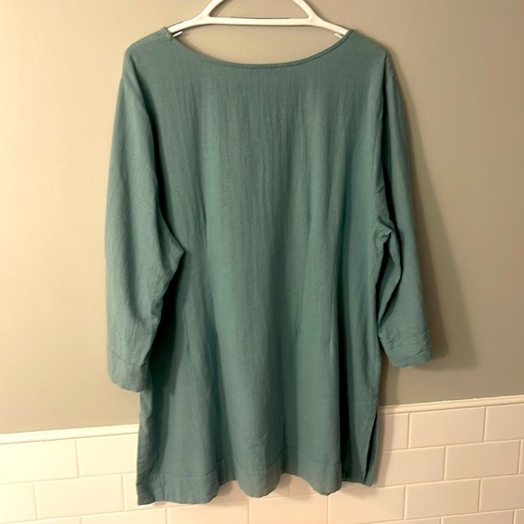 𝅺soft surroundings sage green XL 3/4 length sleeve blouse - Picture 2 of 6